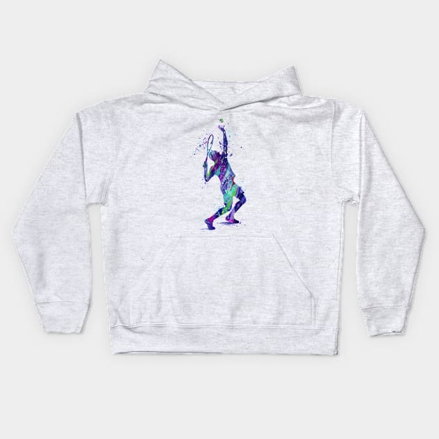 Tennis Player Watercolor Painting Art Print Gifts Kids Hoodie by LotusGifts